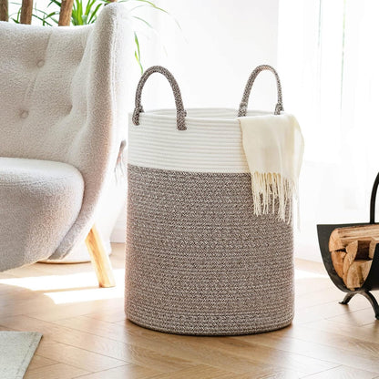INDRESSME Extra Large Laundry Basket,Woven Laundry Hamper with Handles,Baskets Storage Organization for Blanket Home Décor,Tall Rope Storage Basket for Towels, Pillows,16 x 20 inches