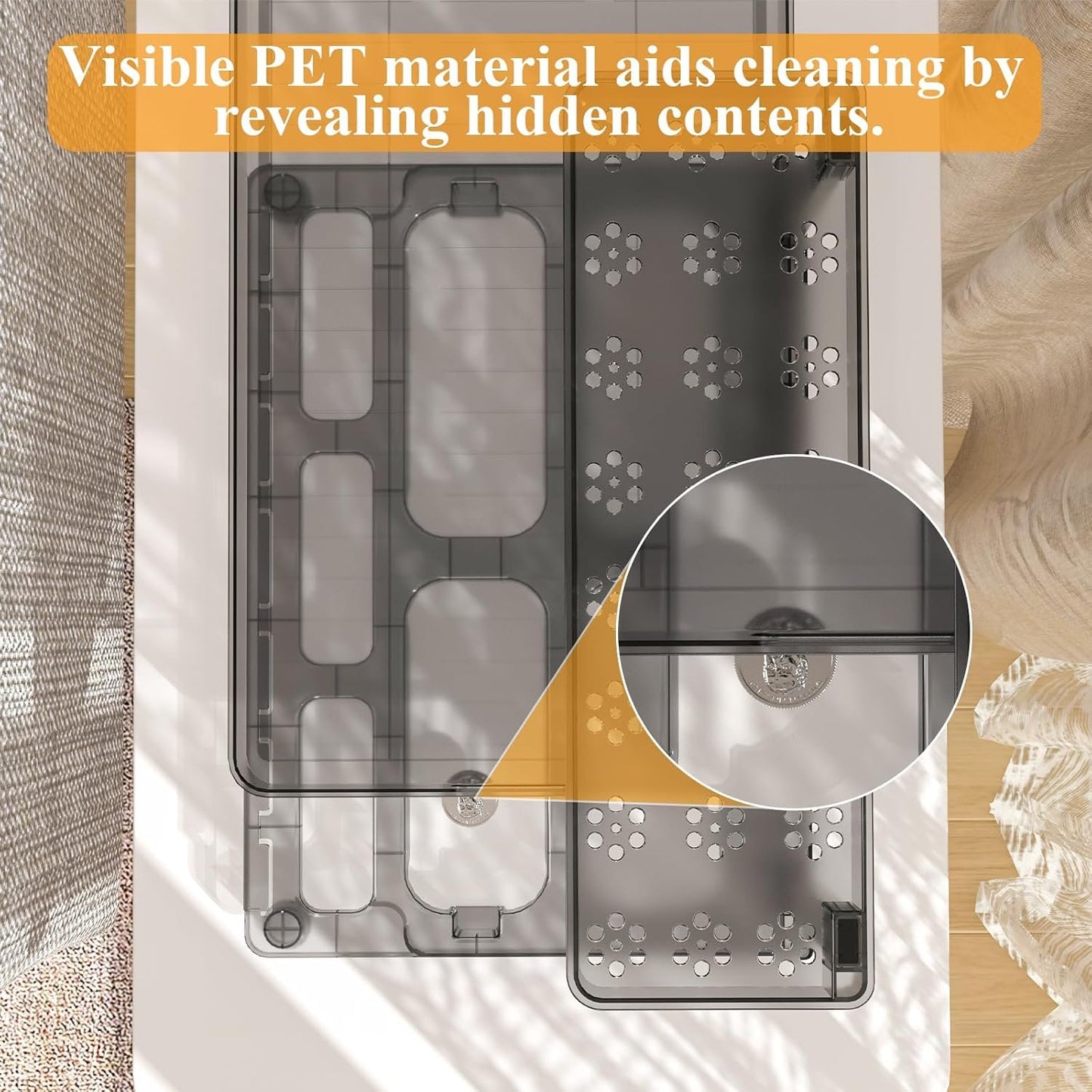 Fowooyeen Under Sink Organizer, 2-Pack 2-Tier Sliding Basket Drawer, Multi-Purpose Cabinet Shelf for Kitchen and Bathroom Storage