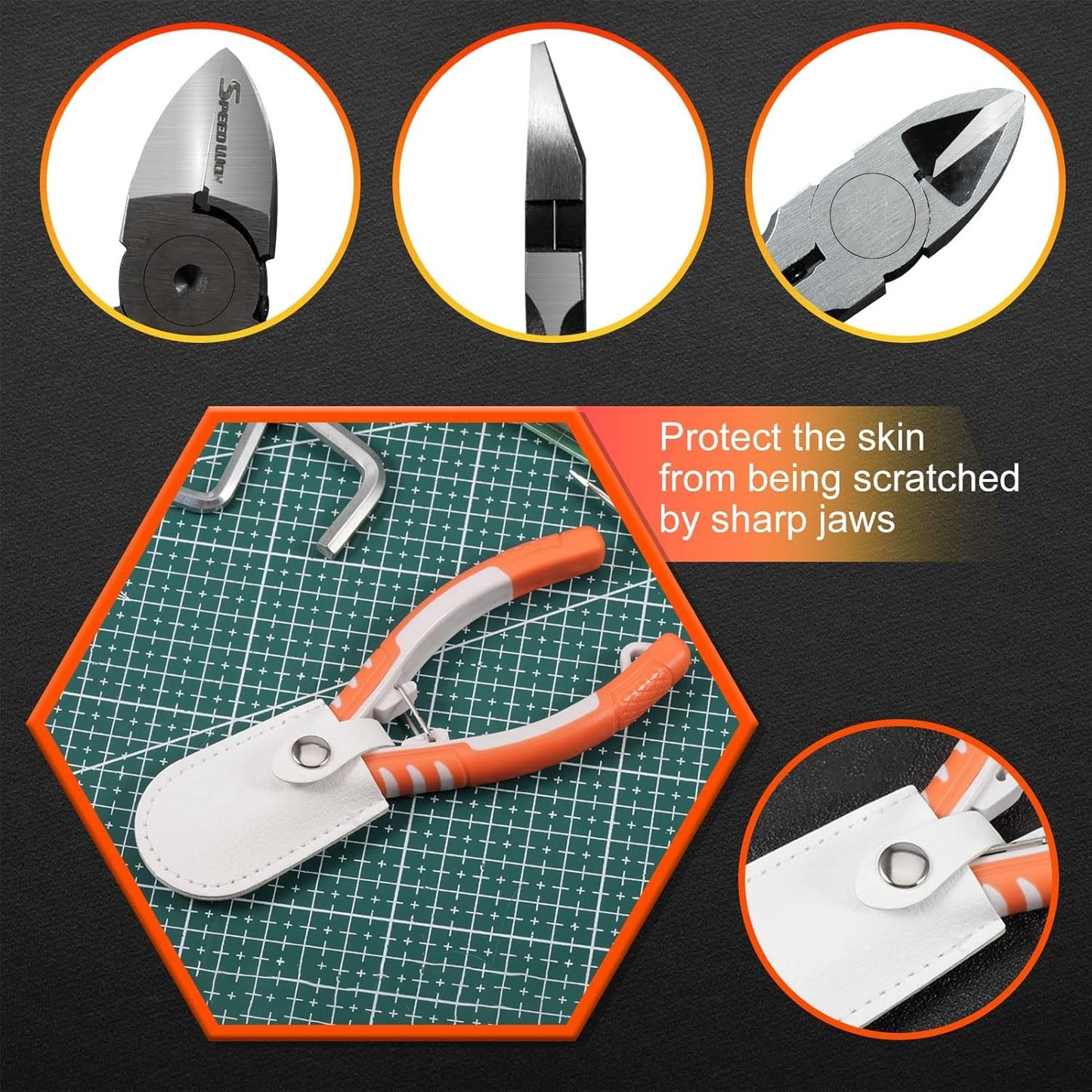 SPEEDWOX Precision Diagonal Cutting Pliers 5 Inches Wire Flush Cutters Ultra Sharp Electronics Pliers Model Sprue Wire Clippers Side Cutting Nippers with Safety Lock and Protective Holster CR-V Steel
