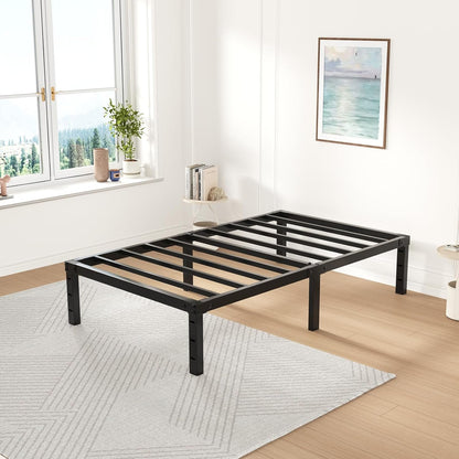 Twolike Twin Metals Bed Frames, Bed Frames with Underbed Storage, Steel Slat Support,Anti-Noise Foam Stickers, Easy Assembly,14 Inch Twin