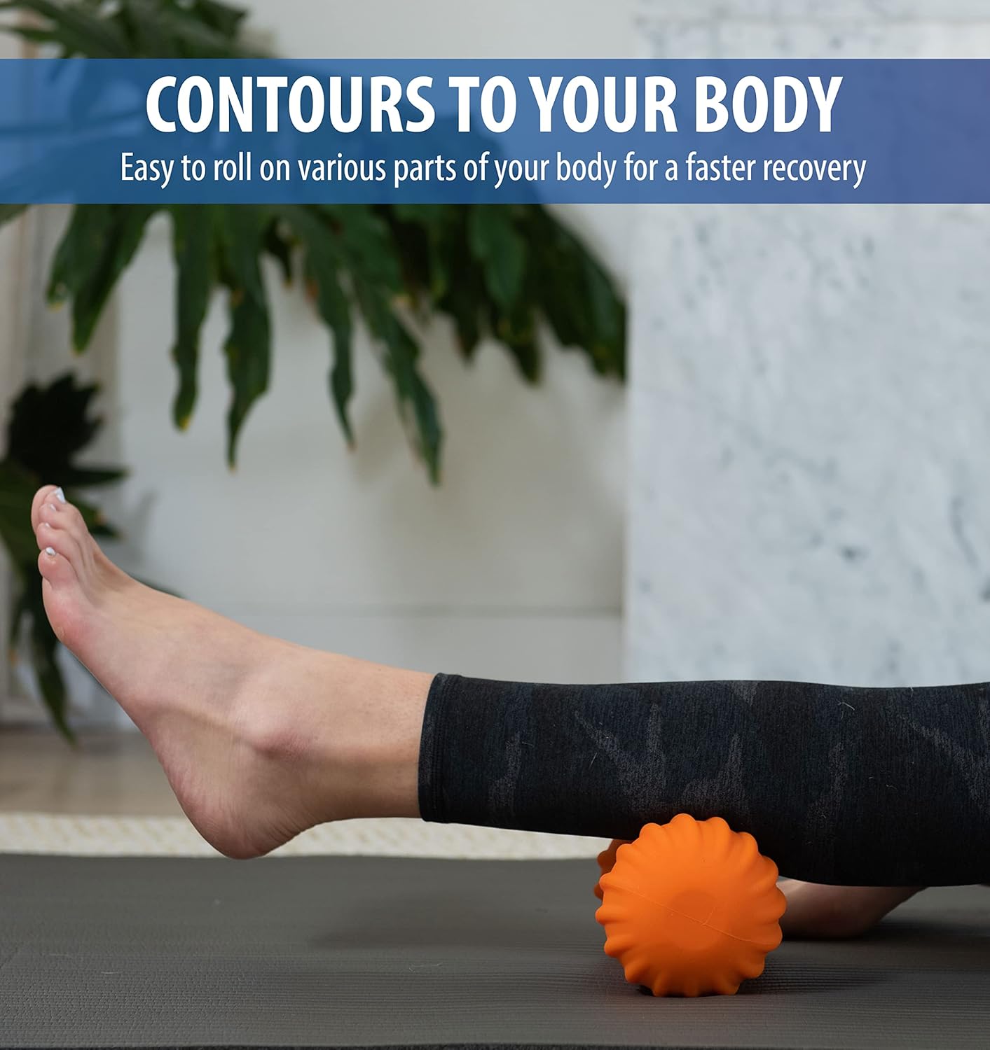 Zyllion Vibrating Peanut Massage Ball - Rechargeable Muscle Roller for Trigger Point Therapy, Deep Tissue Massage, Myofascial Release and Sports Recovery (Orange)