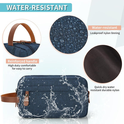 Toiletry Bag Oxford Cloth Toiletry Bag for Men and Women Portable Travel Shaving Dopp Kit Water-Resistant Cosmetic Bag Travel Organizer Storage for Accessories, Blue