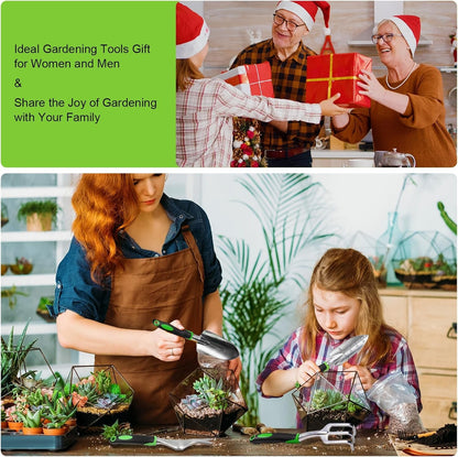 Garden Tools Set,8 Piece Heavy Duty Gardening Tools with Soft Rubberized Non-Slip Handle, Durable Aluminum Alloy Garden Hand with Pruning Shears & Large Garden Tote, Ideal Gifts for Women Men