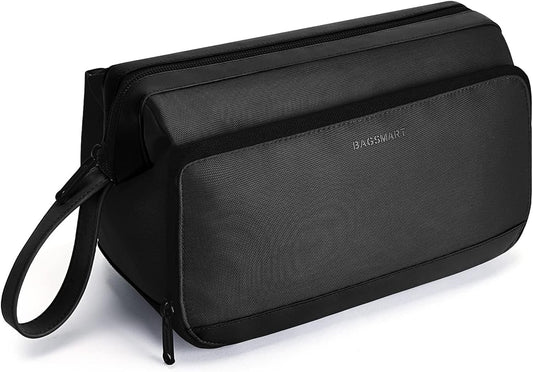 BAGSMART Toiletry Bag for Men, Wide Opening Dopp Kit, Water Resistant Shaving Hygiene Bag for Bathroom Shower, Travel Size Toiletries, Essentials, Black