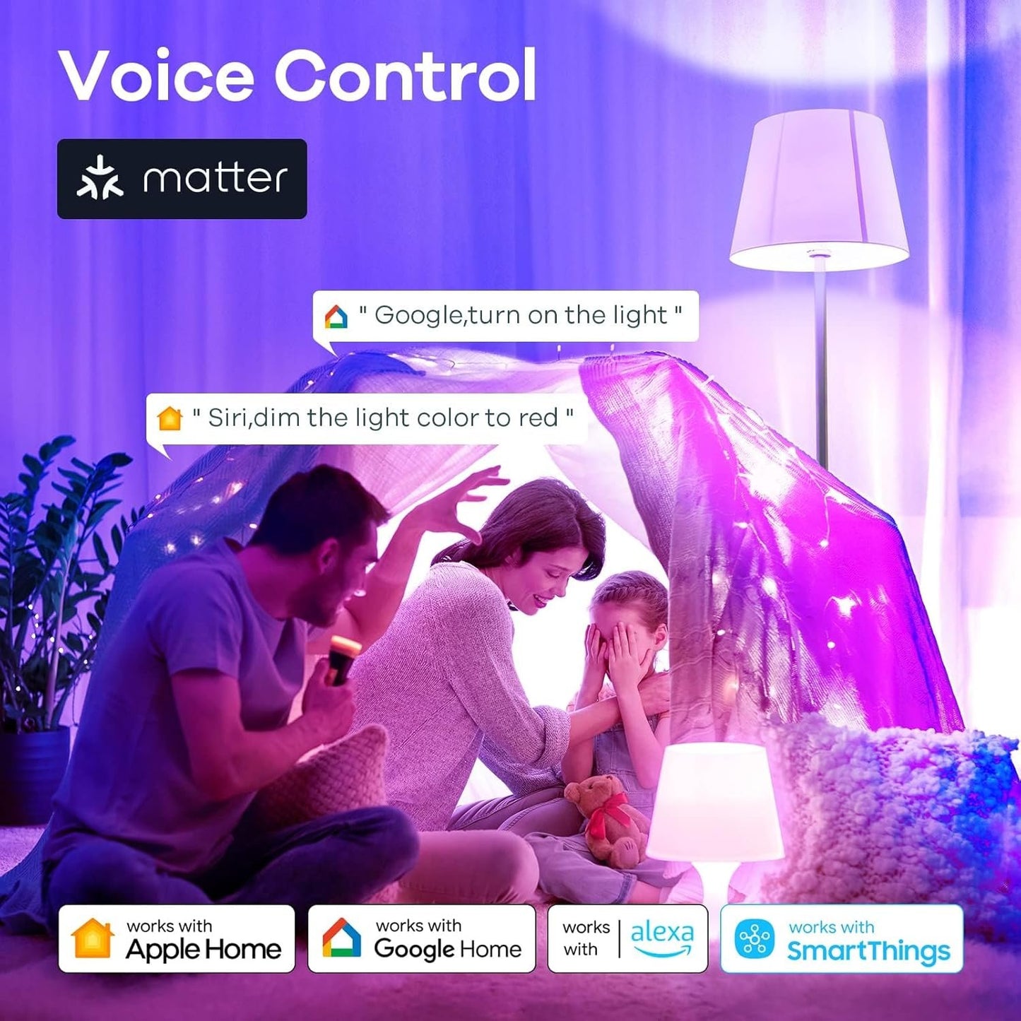 Linkind Matter Smart RGBTW Bulb, E27 Smart Bulb, Smart LED Light Bulbs Screw, 9W, 806lm, Smart Led Bulb with Music Sync,Works with Apple Home/Siri/Google Home/Alexa/SmartThings, 2 Pack