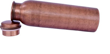 De Kulture Handmade Vintage Pure Copper Water Bottle With Cap Ideal Drinkware With Ayurveda and Yoga Benefits 2.75 x 10 (DH) Inches 900 ML