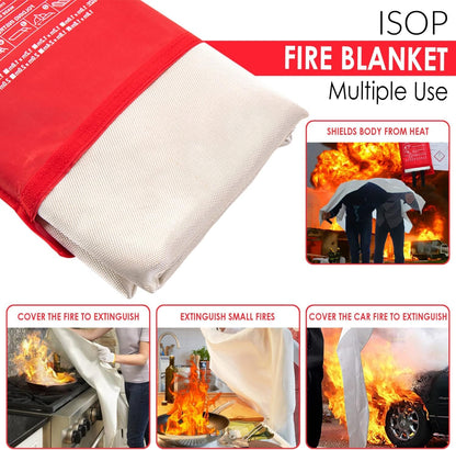 ISOP Fire Blanket Large 70 * 78 Inches – Fire Resistant Blankets – Heavy Duty Emergency Blanket – A-Grade Survival Tool – Fire Suppressant, Fireproof – First Aid – Rescue Kit for Home, Car, Rv or Boat