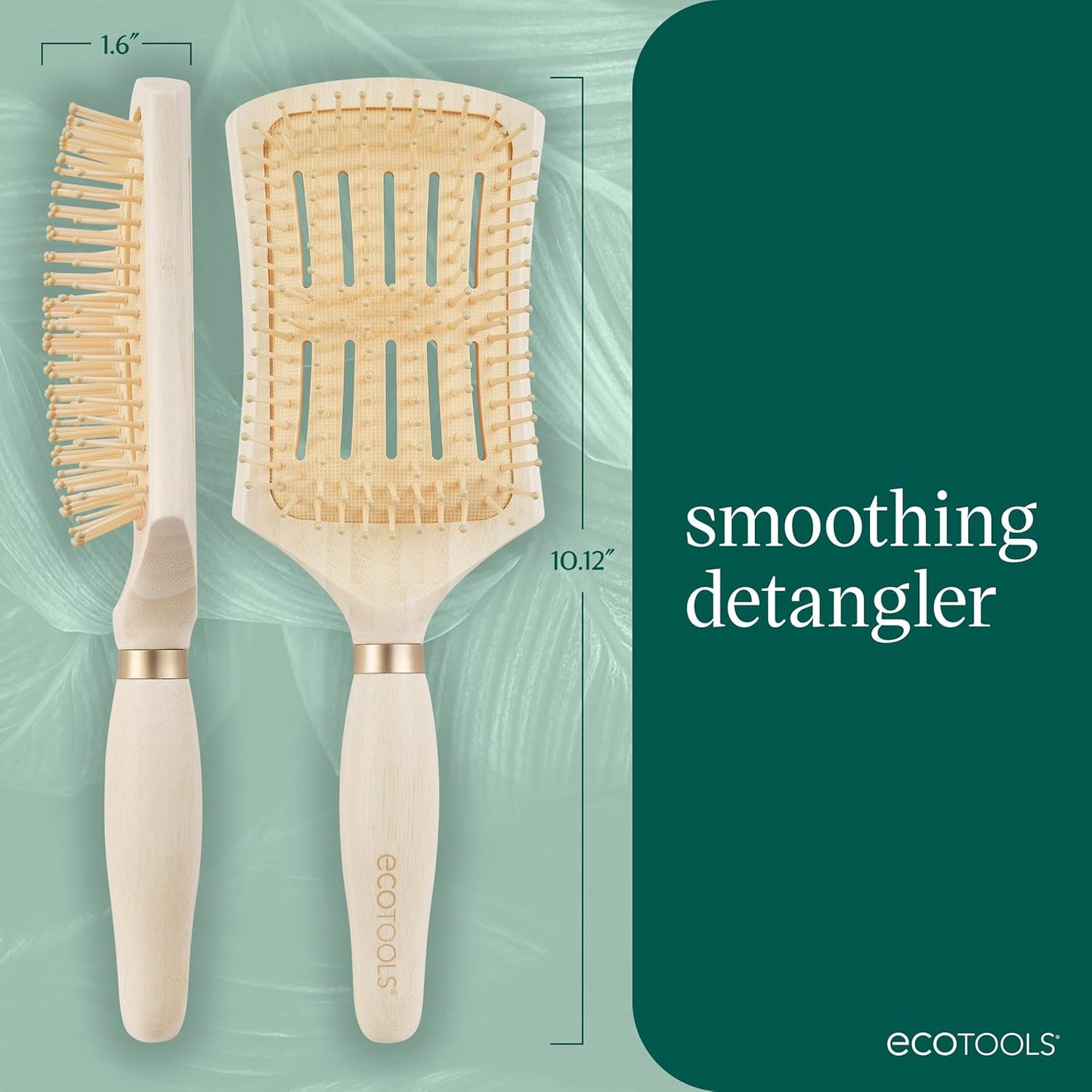 EcoTools Smoothing Detangler Hairbrush, Brush For Wet Or Dry Hair, Pain-Free Detangling, Style & Smooth Hair, Heat Resistant Brush, Renewable Bamboo & Flexible Bristles, Vegan & Cruelty-Free, 1 Count