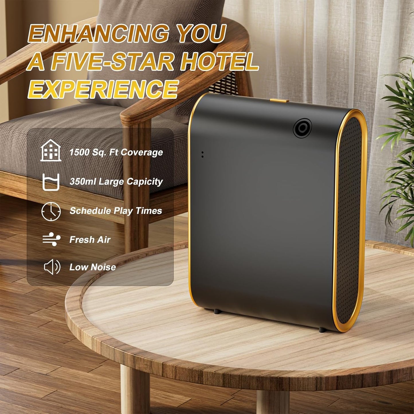 Smart Scent Air Machine for Home, 1500 Sq. Ft Hotel Collection Diffuser with Cold Air Tech, Whole House Fragrance & Low Noise, Bluetooth Scent Air Diffuser for Home, Hotel, Office, Spa(Black)