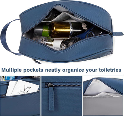 Travel Toiletry Bag for Men Women,Toiletries Dopp Fit, Water Resistant Shaving Bags,Small Bathroom Hygiene Organizer Pouch, Navy Blue, Toiletry Bag