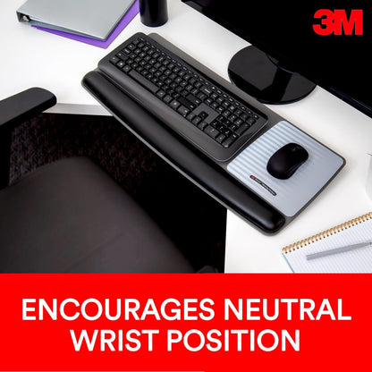 3M Gel Wrist Rest for Keyboard and Mouse with Tilt-Adjustable Platform, Soothing Gel with Durable, Easy to Clean Leatherette Cover, Precise Mouse Pad, 25.5" x 10.6", Black (WR422LE)