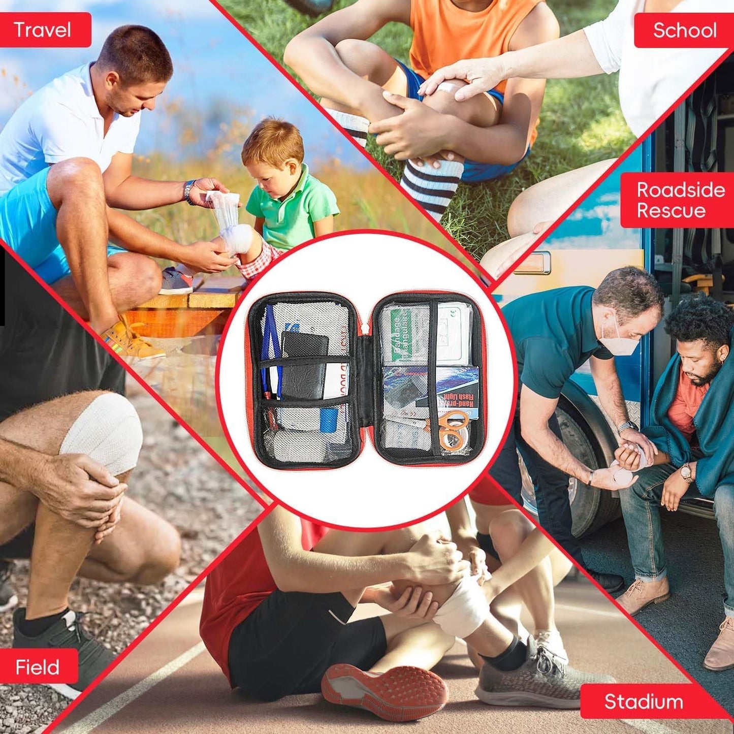 YouNuo Car First Aid Kits, 160pcs Survival Gear Emergency Kit Waterproof Hard Shell Case, Portable Compact First Aid Kit for Home/Car/Travel/Camping/Hiking/Outdoor/Sports/Office/Boat