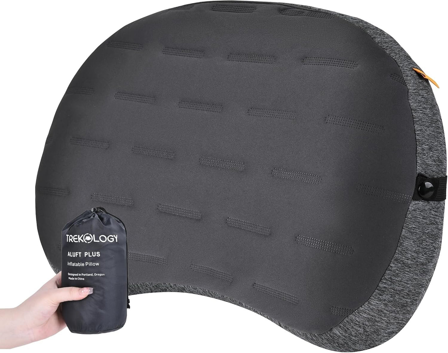 TREKOLOGY ALUFT Plus Inflatable Camping Pillow - Compact, Lightweight Air Pillow for Sleeping, Backpacking, Travel, Outdoor, and Airplane Use - Portable Camping Pillow with Removable Cover
