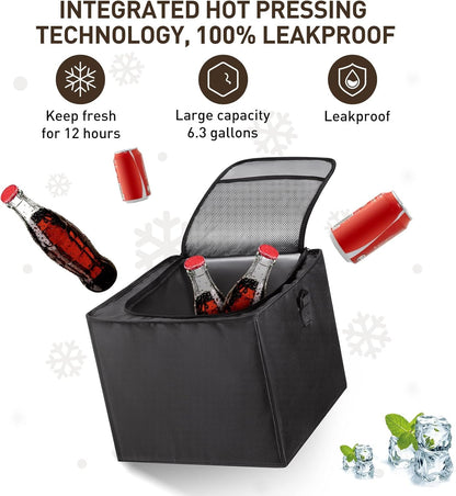 HIRALIY 4 in 1 Car Trunk Storage Organizer, Multi Compartment Collapsible Trunk Storage Box with Leakproof Insulated Bag for Car Truck SUV