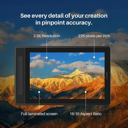 HUION Kamvas Pro 13 2.5K QHD Drawing Tablet Graphics Monitor Pen Display with Screen QLED Full Lamination 99% sRGB Battery-Free Stylus for Windows, Mac, Android, Linux, 13.3inch