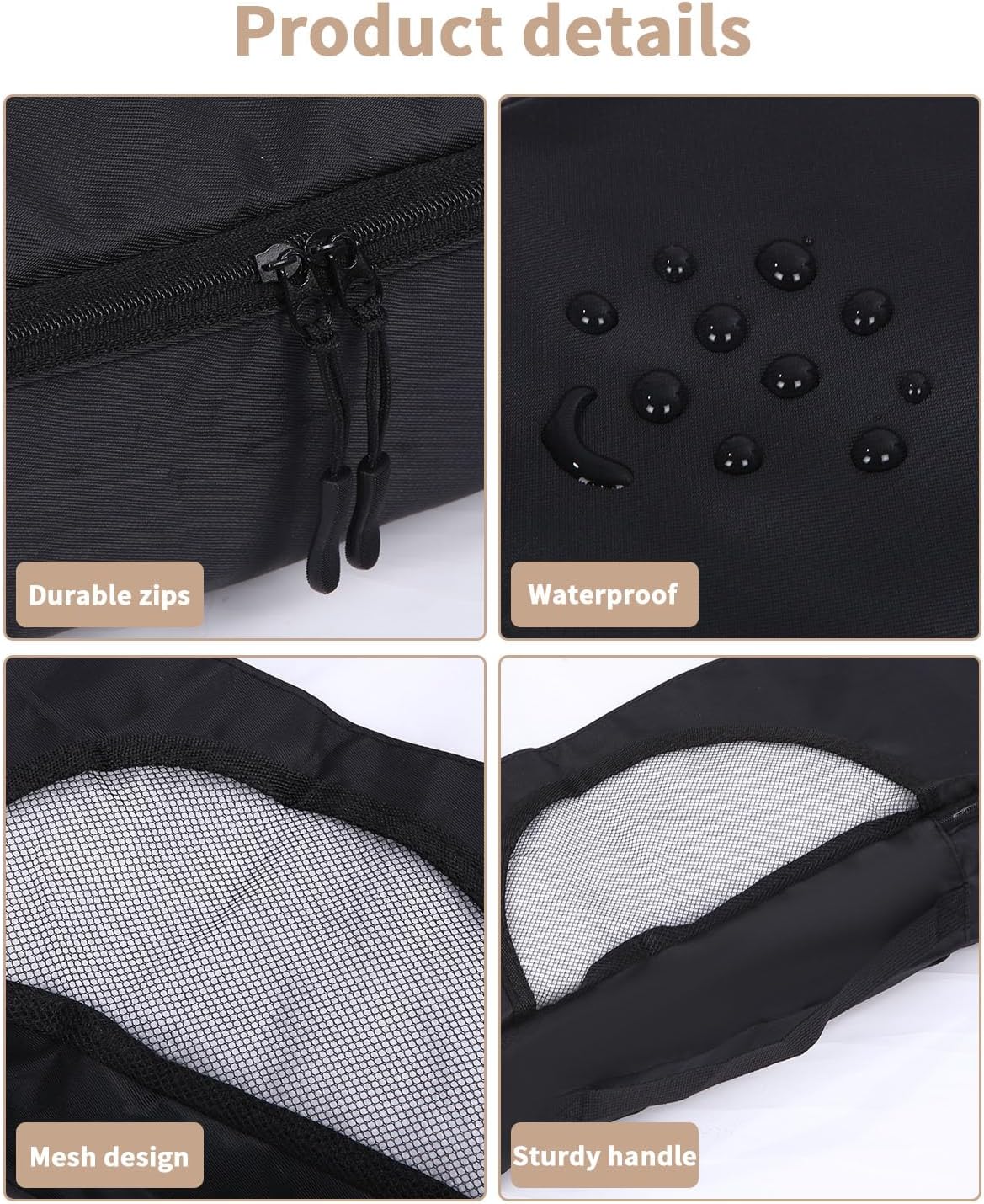 8 Pieces Space Saving Suitcase Organizer, Packing Cubes, Travel Travel Suitcase Organizer, Black