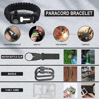 Survival Kits 19 in 1 for Men,Ideal Christmas and Birthday Gifts for Men, Husband, Boyfriend - Survival Gear and Equipment for Hiking, Fishing, Hunting, and Outdoor Activities