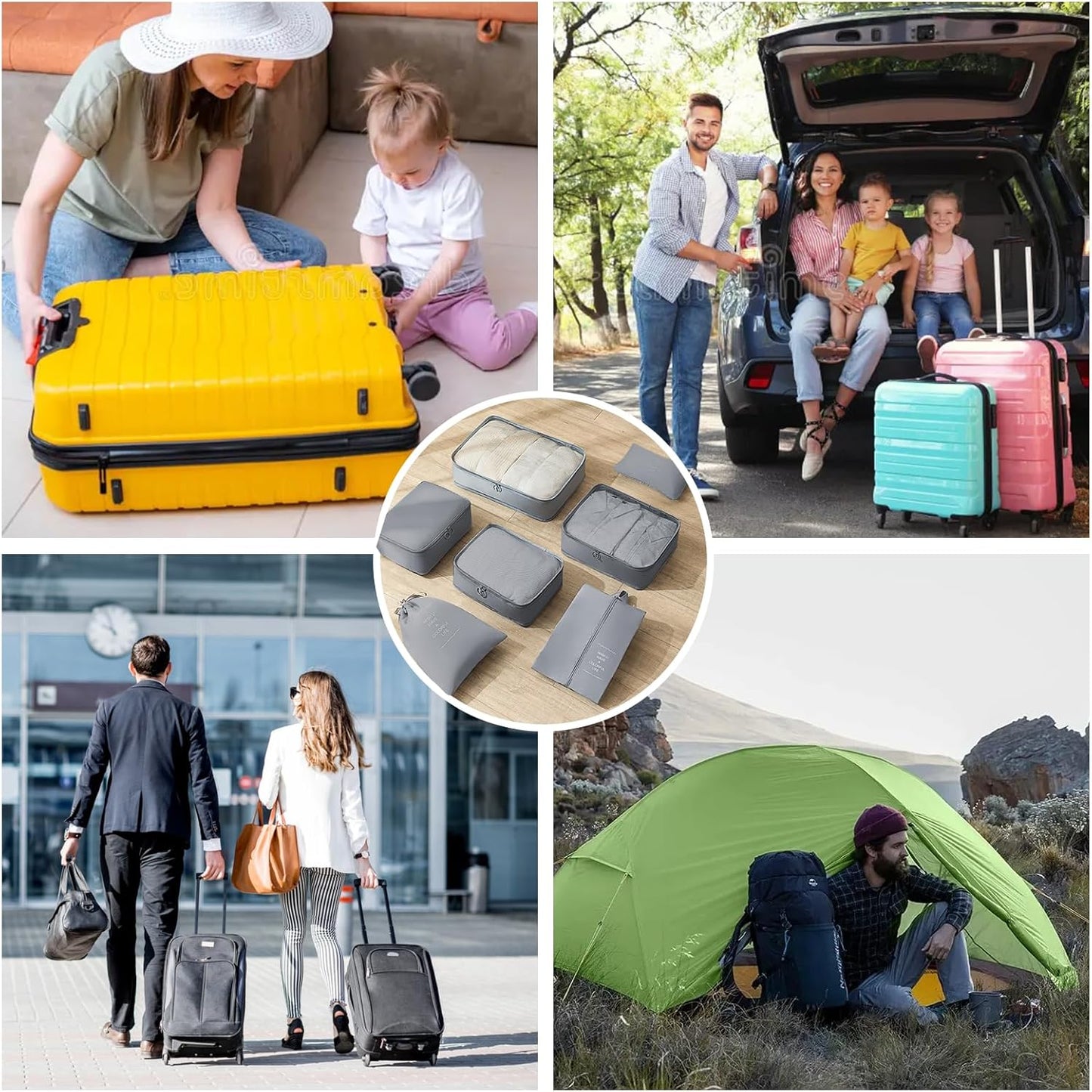 Dazhtu 12 Pieces Suitcase Organizer, Packing Cubes, Suitcase Organizer for Holiday and Travel, Grey