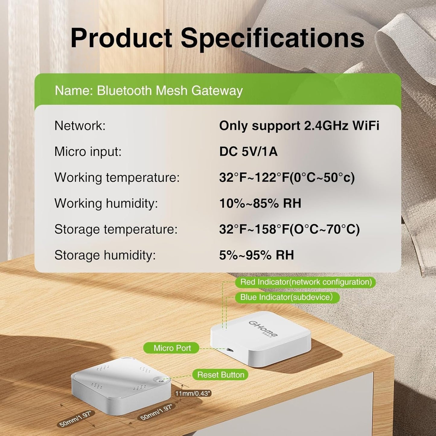 GHome Smart G2 Gateway, Smart Lock Deadbolt WiFi Gateway, Remote Control, G2 Gateway for TT/DD Lock App, 2.4Ghz WiFi, Easy to Set