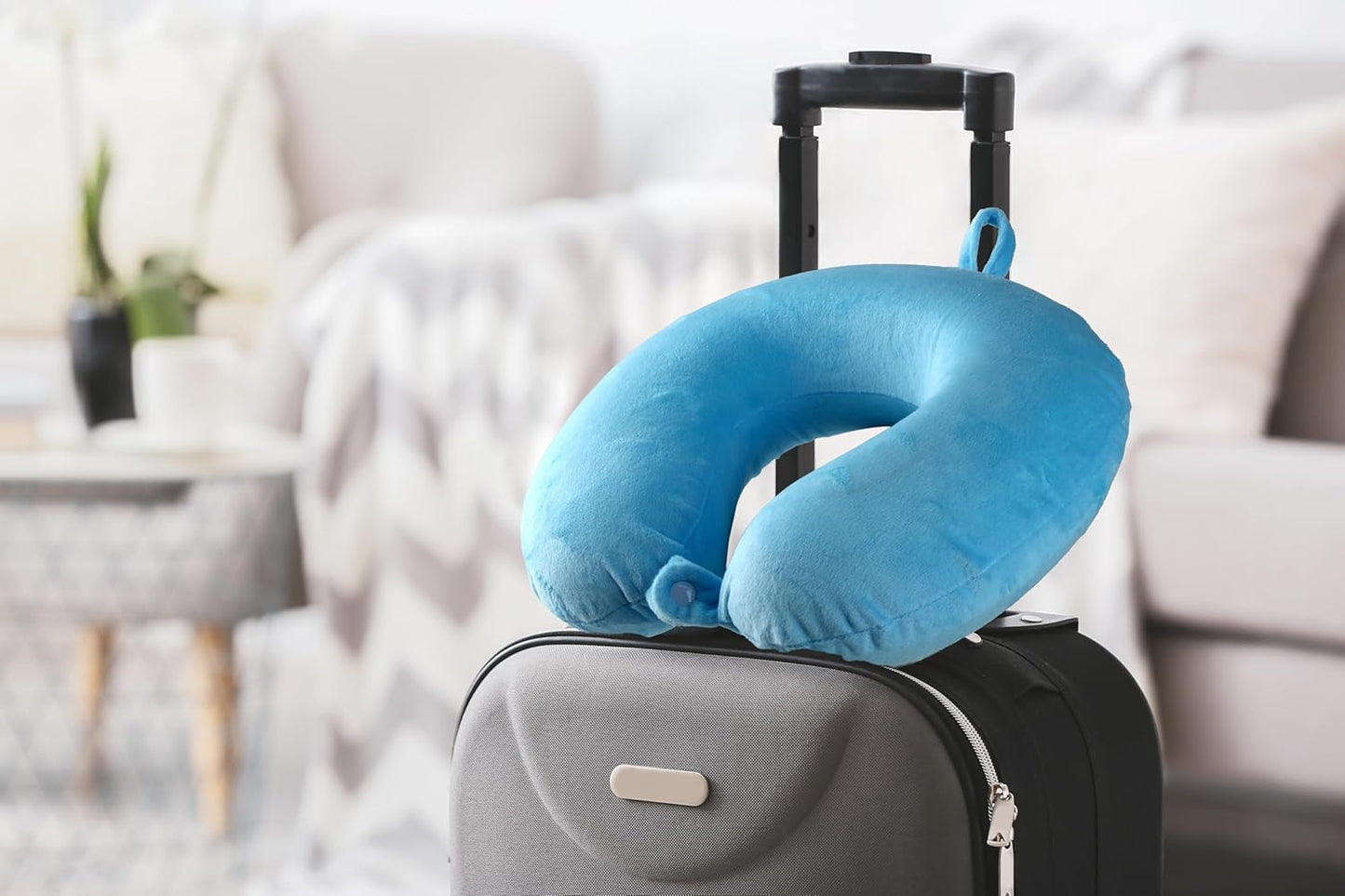 Laser Comfort Memory Foam Neck Pillow – Blue, Eco-Friendly, Hypoallergenic with Washable Cover, Ideal for Travel, Flights, Road Trips