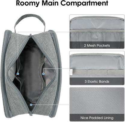 Narwey Large Travel Toiletry Bag for Men and Women for Toilets Accessories with Free Wet Dry Bag, grey