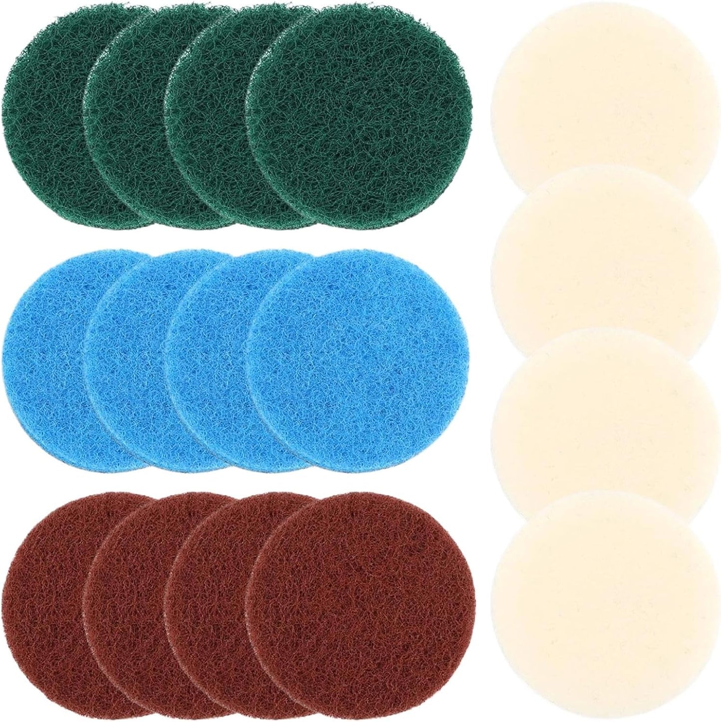 16PCS Cleaning Brush Attachments, Universal Brush Set, Scouring Pads Cleaning Kit for Bathroom and Kitchen,4 Kitchen Pads, 4 Foam Pads, 4 Microfibre Pads, 4 High Performance