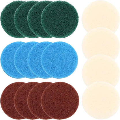 16PCS Cleaning Brush Attachments, Universal Brush Set, Scouring Pads Cleaning Kit for Bathroom and Kitchen,4 Kitchen Pads, 4 Foam Pads, 4 Microfibre Pads, 4 High Performance