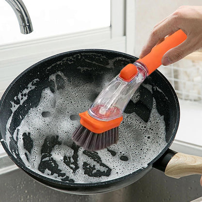 Soap Dispensing Dish Brush, Dish Scrubber Brush, Kitchen Scrub Brush, Handheld Soap Dispensing Brush, Dishes Pots Pans Sink Cleaning Brush for Dishes, Efficient Cleaning Tool for Kitchen Essentials