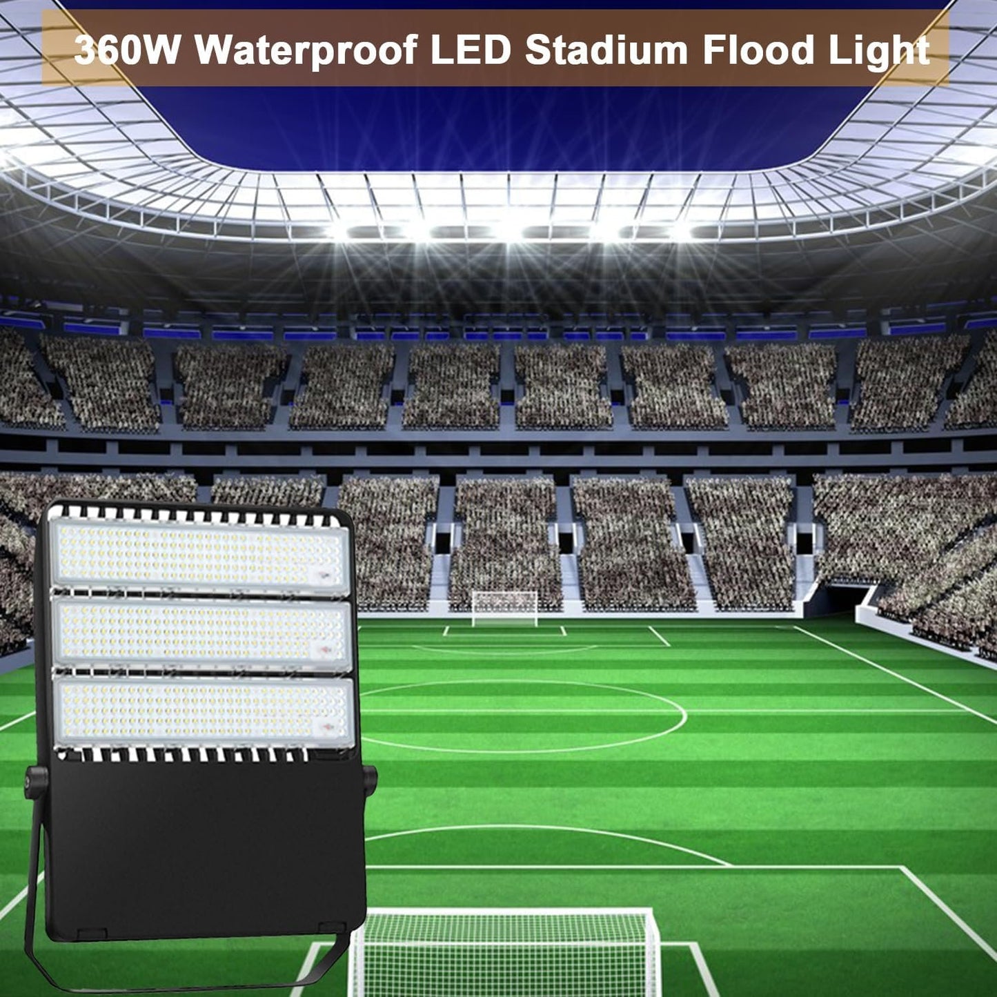 LEDMO LED Stadium Lights 360W Flood Light Outdoor Adjustable Super Bright Waterproof 42,000LM 5000K Wall Mount Large Exterior Lighting Fixtures Arena for Football Field Rink Construction Site