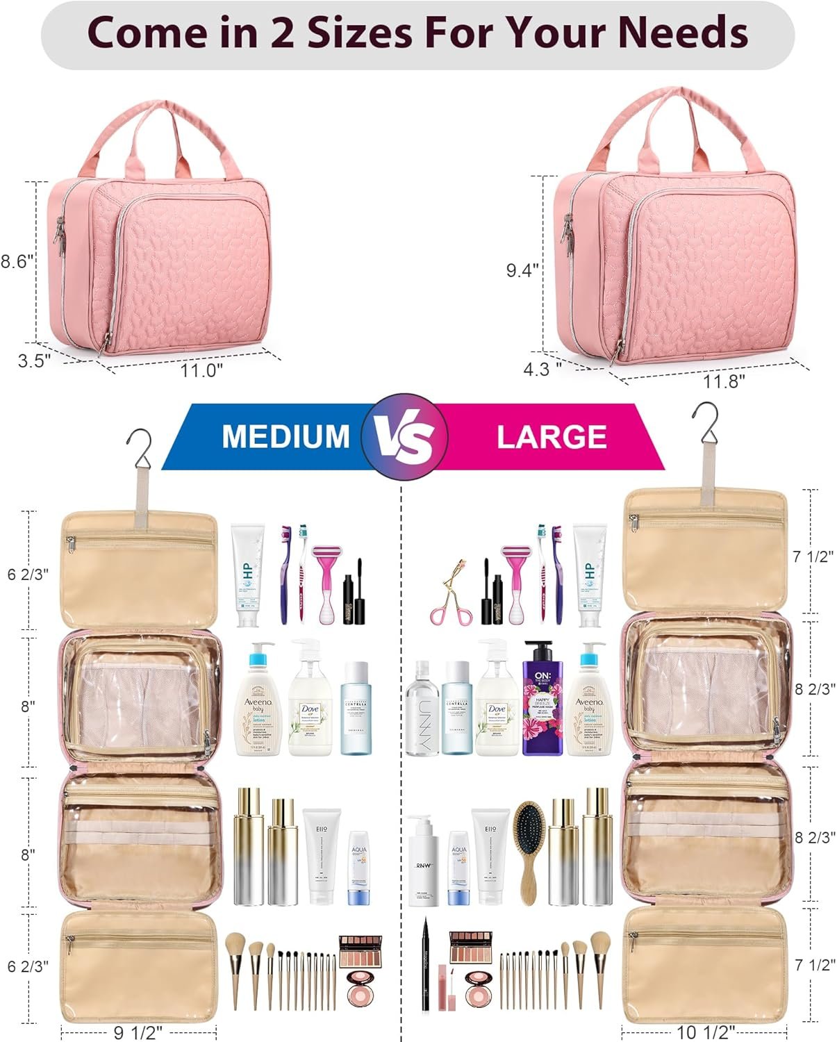 Lhelca Hanging Travel Toiletry Bag,Waterproof Makeup Cosmetic Bag Travel Organizer Wash Bag Travel Accessories Essentials Must Have