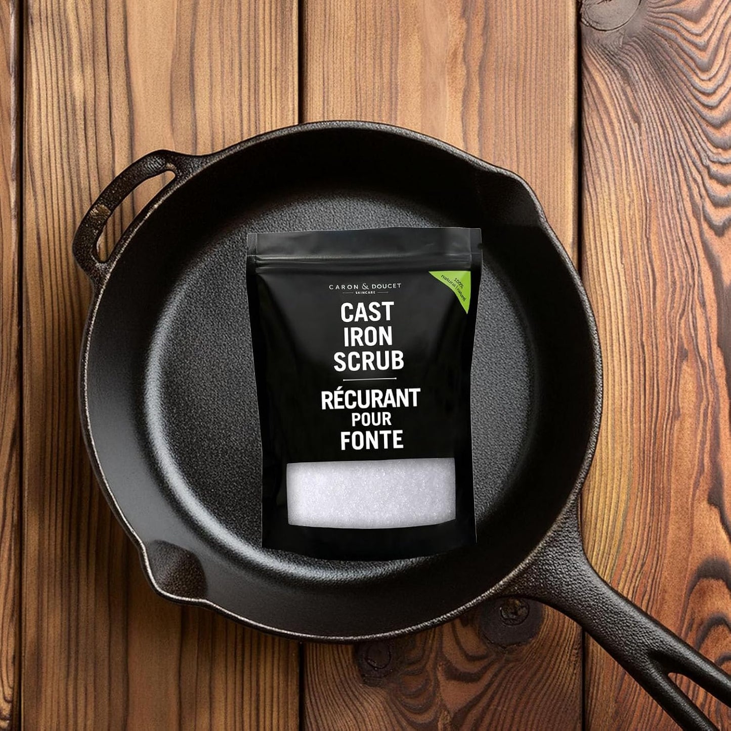 Caron & Doucet - Cast Iron Cleaning & Restoring Scrub | 100% Natural | Best for Removing Rust Without Scratching & Care Before Cleaning, Washing & Seasoning (907 Grams)