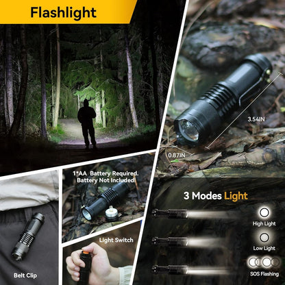 Graxury 14-in-1 Multi-Purpose Emergency Survival Kit & Camping Accessories, Flint, Multi-Purpose Card, Emergency Blanket, Flashlight and More for Camping, Fishing, Hunting