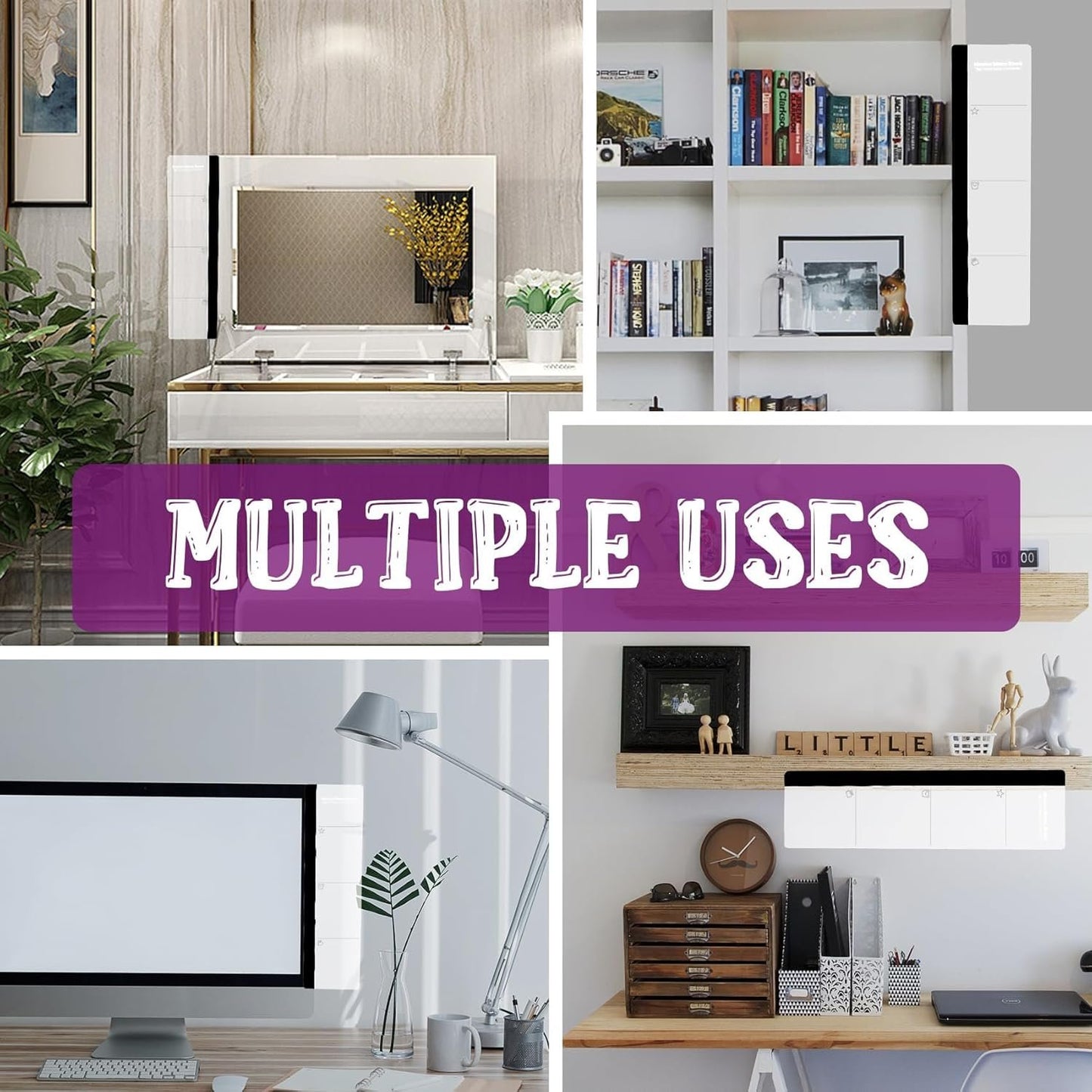 Office Desk Accessories 2pcs Computer Monitor Memo Board Message Board Transparent Acrylic Side Panel Sticky Note Board Left and Right Computer Note Board Suitable for Women Work Form Home Office