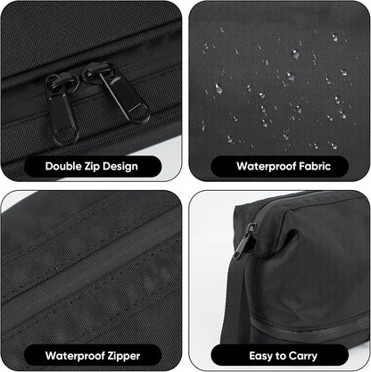 Toiletry Bag, Waterproof Cosmetic Bag for Men and Women, Large Double Space Travel Organizer for Accessories, Shaving Dopp Kit（Black）