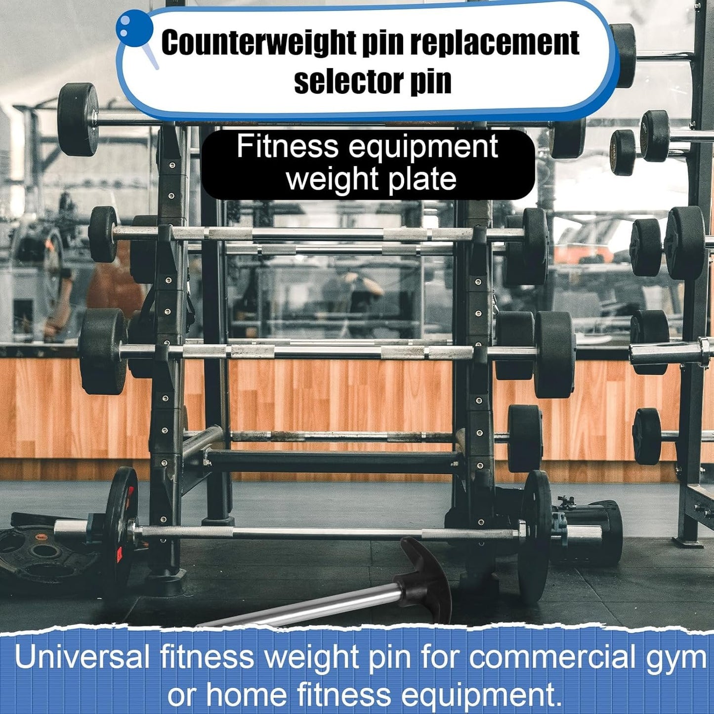 Crescent-Shaped Weight Stack Pin, Pin Tensile 3/8 Inch Diameter 4.4 Inch Locking Space Heavy-Duty Gym Pin Weight Plate Pin for Home Gym Exercise Machine Accessories