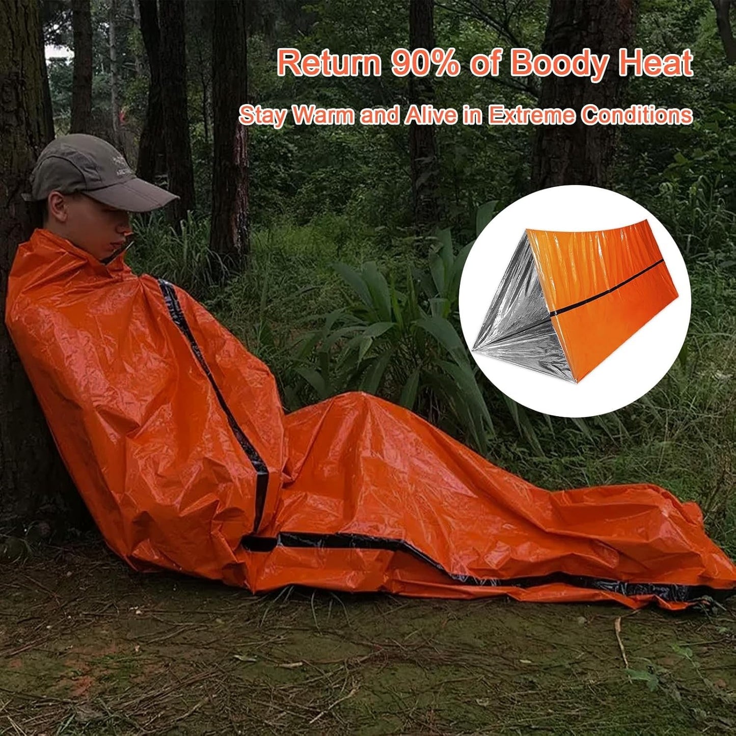 YYTECH Emergency Sleeping Bag, Rescue Blanket, Rescue Film, Gold, 210 x 160 cm, Survival Sleeping Bag, Bivouac Bag, Waterproof, Portable Emergency Blanket, Cold Protection, Rescue Tent for Camping,