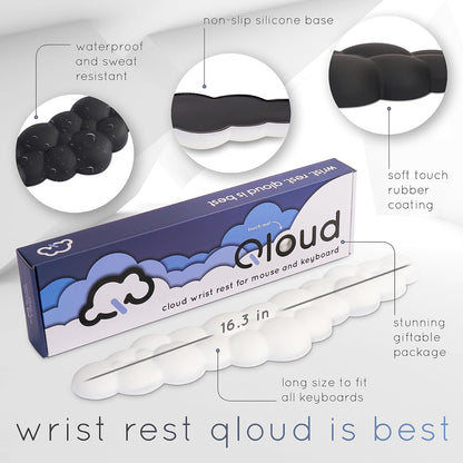 Qloud Cloud Wrist Rest for Keyboard - Palm Rest Pad for Computer Gaming - Rainbow Desk Arm Support
