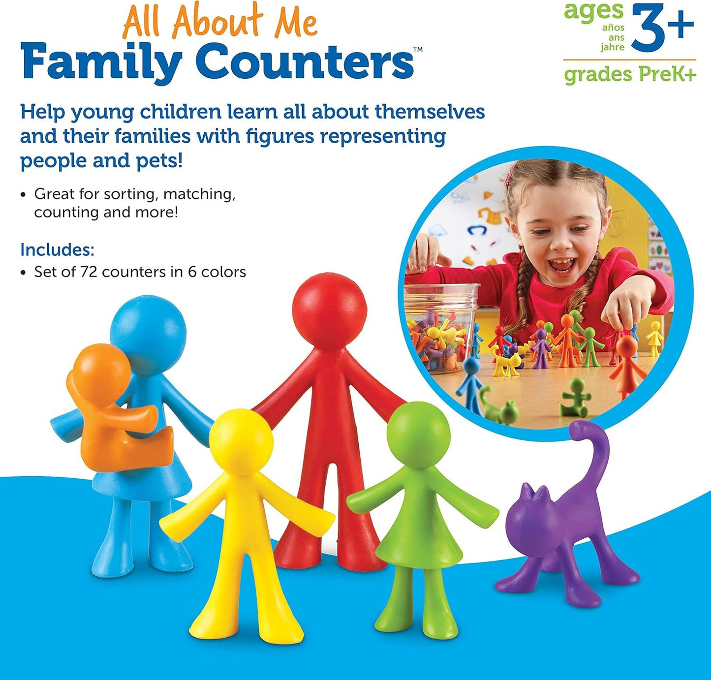 Learning Resources All About Me Family Counters, SEL, Assorted Colors and Shapes, Set of 72, Ages 3+