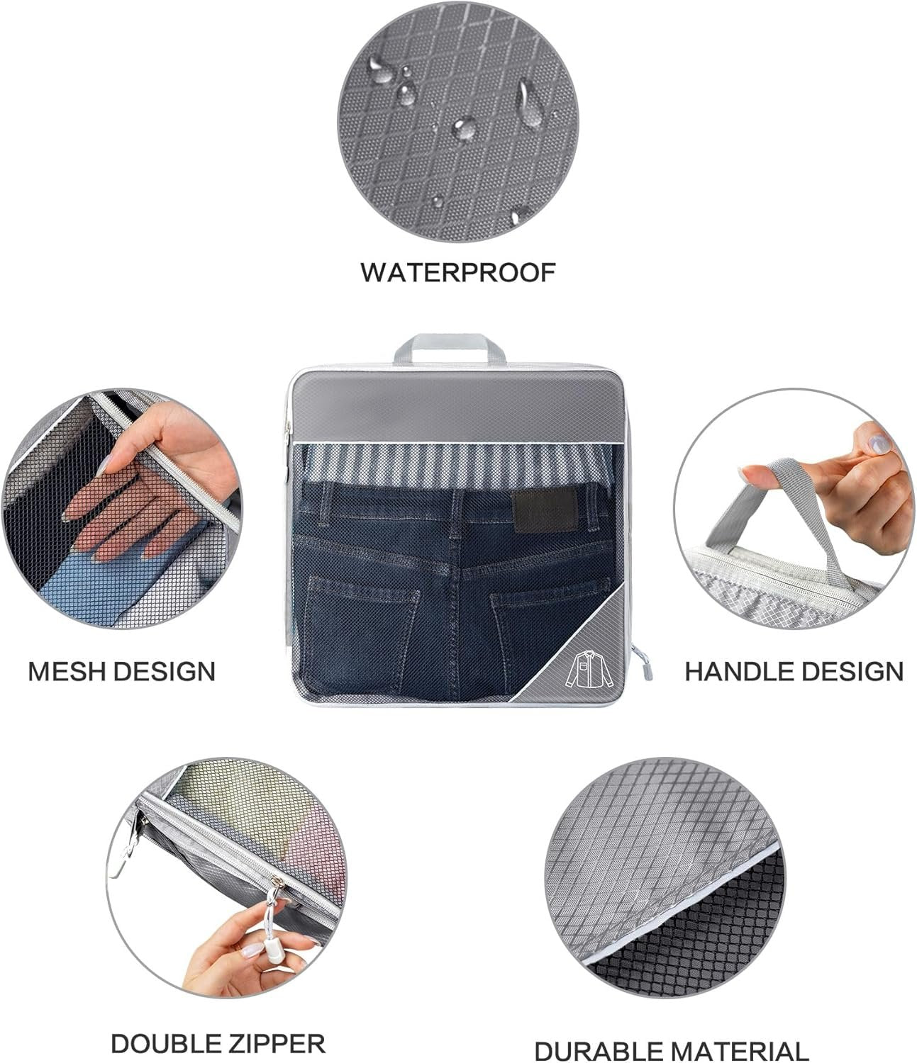 Koncle Compression Packing Cubes for Suitcases, Extensible Travel Packing Cubes, Mesh Luggage Suitcase Organizer Bags, Large Medium Small Slim Packing Cube, Travel Suitcase Accessories