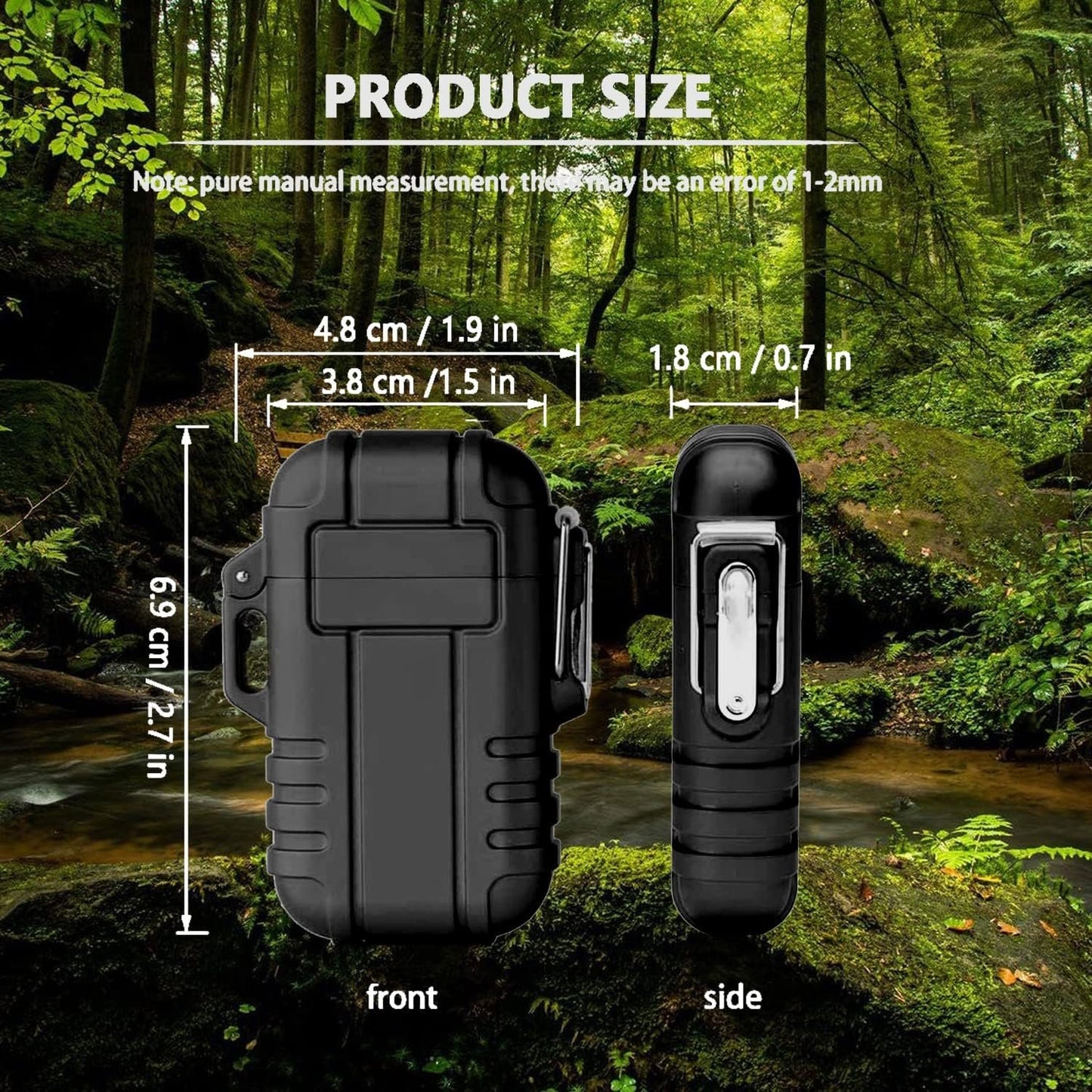 Waterproof Outdoor Lighter, Refillable Wind Proof Butane Lighters, Adjustable Jet Flame Lockable Lighter, Fireplace Fireworks Camping Barbecue Lighter, Black (excluding Butane Gas)
