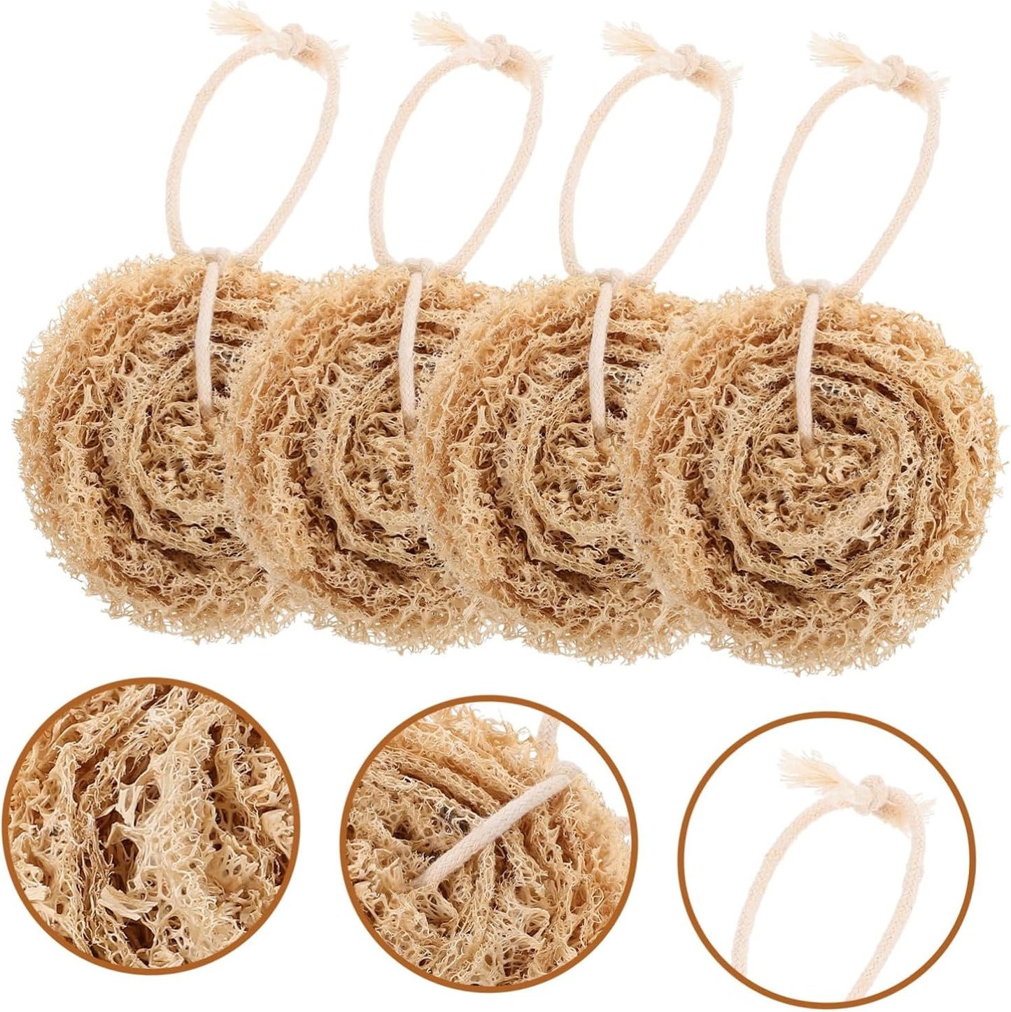 SAFIGLE 1set Natural Loofah Dish Sponge Soft Lightweight Multi Functional Kitchen Scrubber for 4pcs