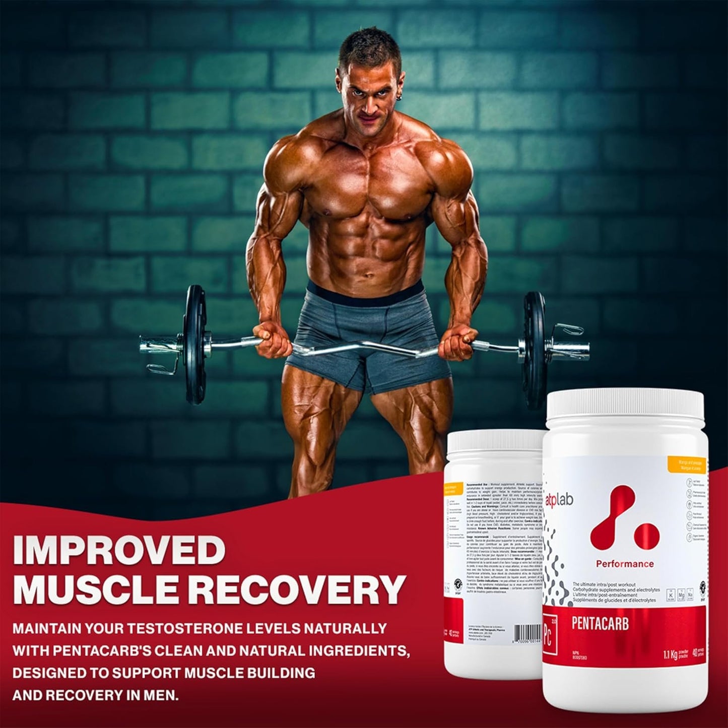ATP LAB Pentacarb Electrolyte Powder 1.1kg 40 Servings - Mango Pineapple Flavor, Carbohydrate & Electrolyte Supplement for Energy & Endurance, Easy to Mix, Versatile Use for Athletes & Calorie Support