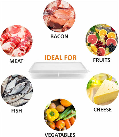 Deli Meat Containers with Lids – Set of 2 Deli Food Containers with Lids – Airtight Food Storage Containers for Cheese, Bacon, Fruits, Cookies – BPA-Free Stackable Deli Meat Container for Fridge