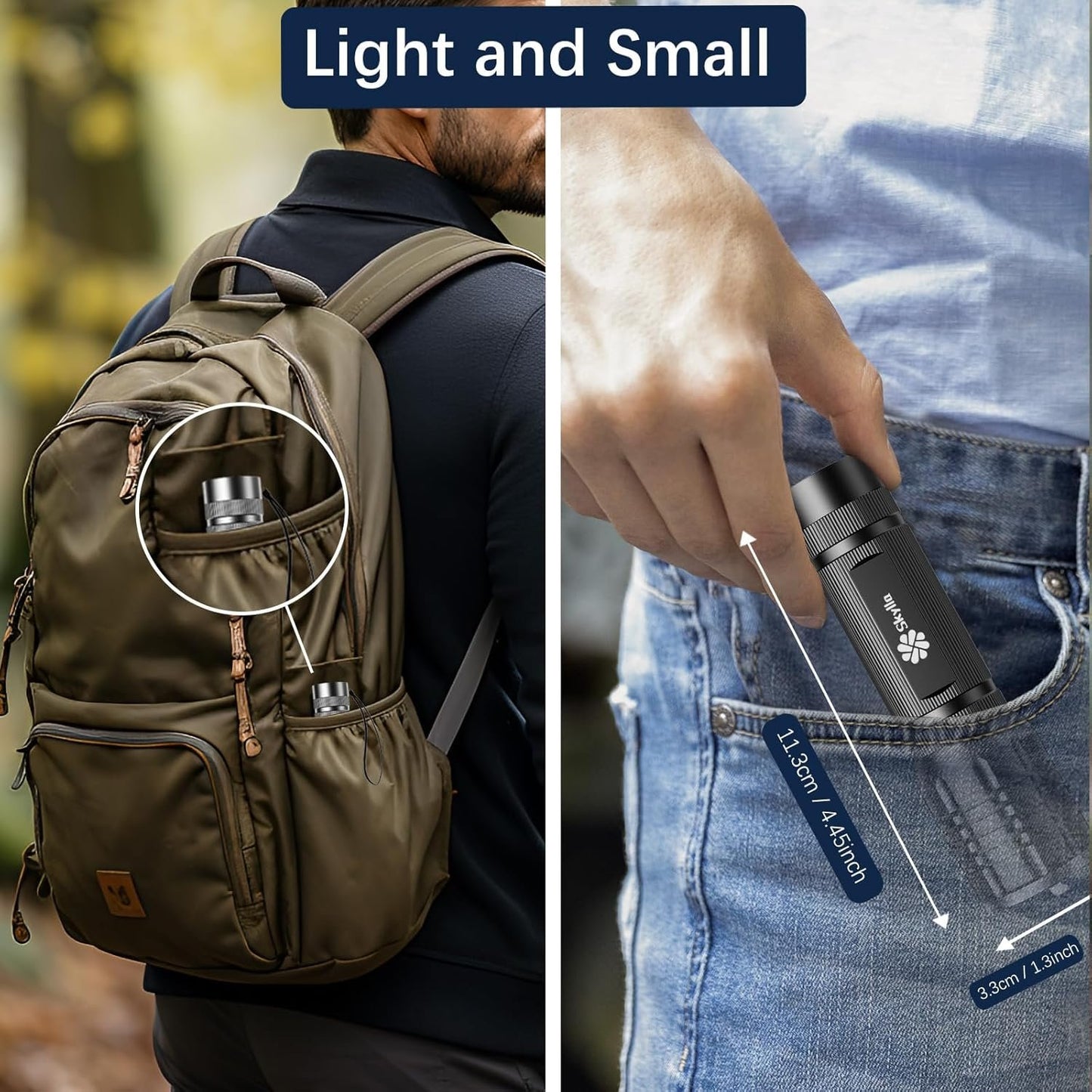 Skylla LED Flashlight 2 Pack,Bright high Lumens Tactical Flashlights with 5 Modes, Waterproof Zoomable Flash Light for Outdoor, Gifts for Student Dorm Camping Essentials Camper Gear