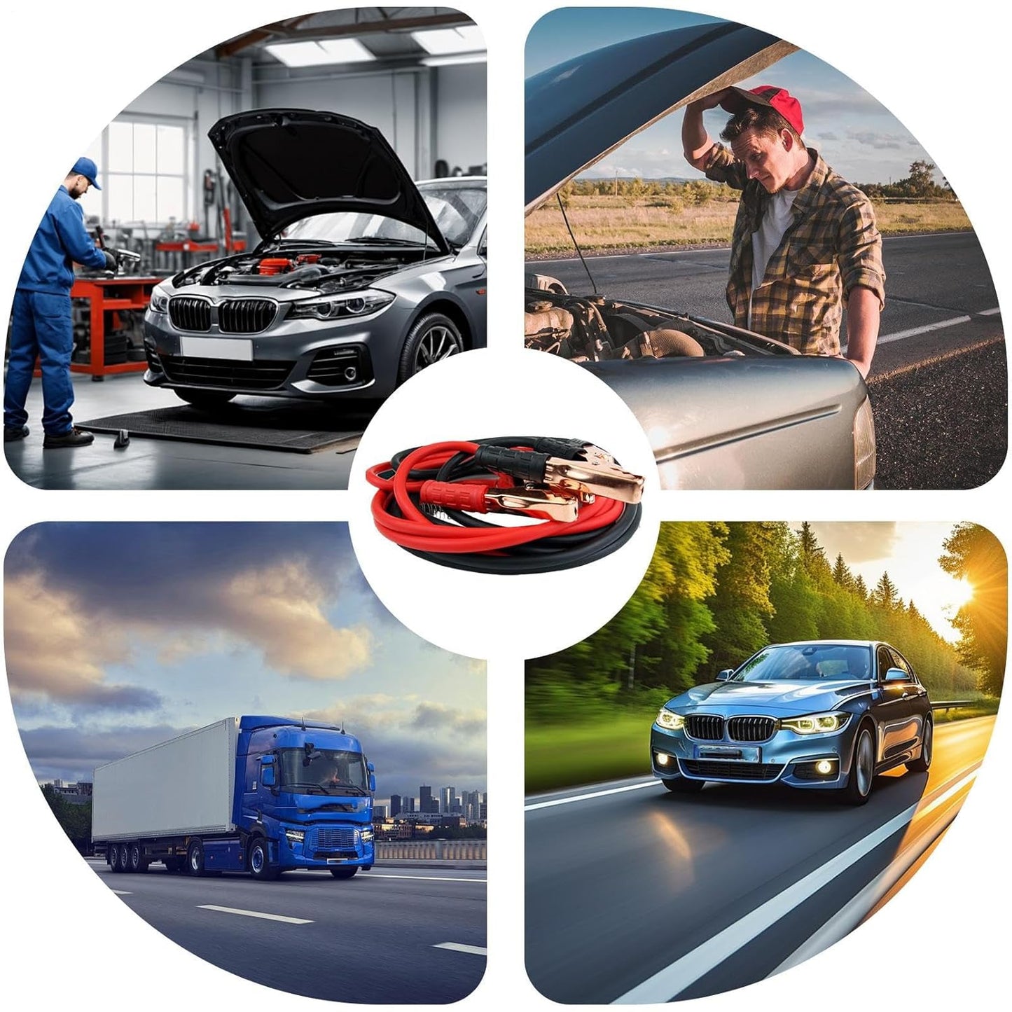 Cavi portatili per auto, 7,2 Feet Heavy Duty Automotive Booster, 0,39 x 86,61 in Vehicle Roadside Safety Accessories, Car and Truck Tool, Essential Vehicle Gear