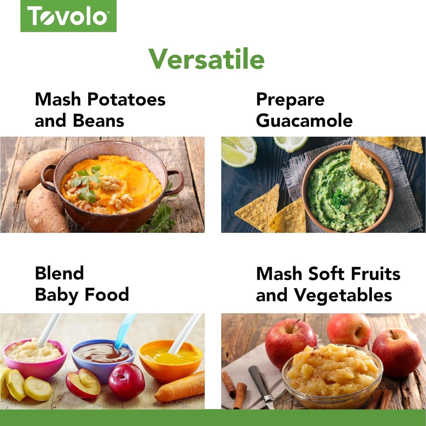Tovolo Silicone Potato Masher (Black) - Meat Masher/Food Prep Tool with Ergonomic Design | High Heat Resistant | Non-Stick Kitchen Utensil
