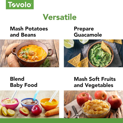 Tovolo Silicone Potato Masher (Black) - Meat Masher/Food Prep Tool with Ergonomic Design | High Heat Resistant | Non-Stick Kitchen Utensil