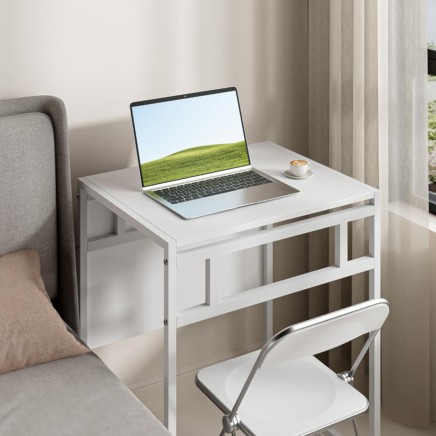Advwin Drop Leaf Dining Table 91 * 60cm Foldable Table with Metal Frame Compact Desk for Apartment, Kitchen, Home, Office