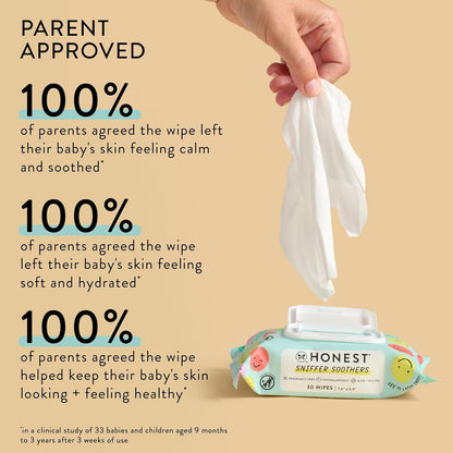 The Honest Company Plant-Based Snot Removing Wipes | Soothing Nose + Face Wipes with Aloe | Hypoallergenic for Sensitive Skin, EWG Verified | Fragrance Free, 60 Count