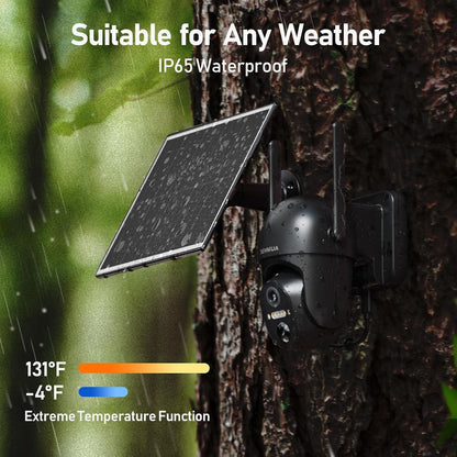 SEHMUA 4G LTE Cellular Solar Security Camera Wireless Outdoor, No WiFi Solar Powered Camera, 360° Live View, 2K Color Night Vision, PIR Motion Sensor, 2 Way Talk, Built in SIM Card
